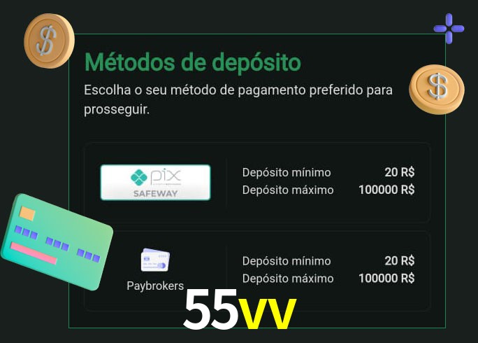 O cassino 55vv oferece uma grande variedade de métodos de pagamento